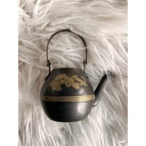 Vintage Brass Teapot Gold‎ Floral Engraved Mini Kettle Elegantdecor Homedecor